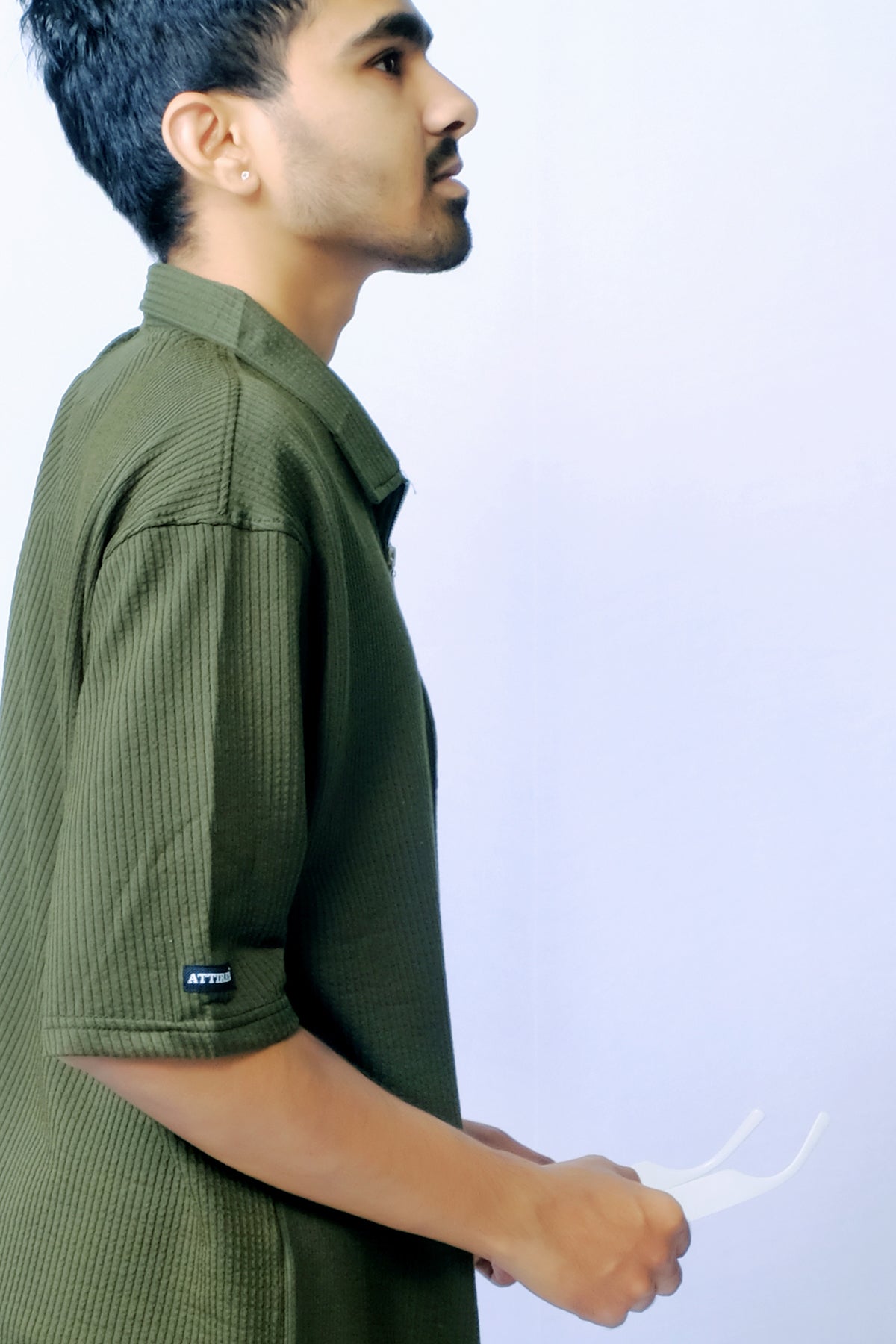 Ribbed Loose Fit Polo T-Shirt