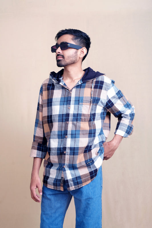 Checked Hooded shirt